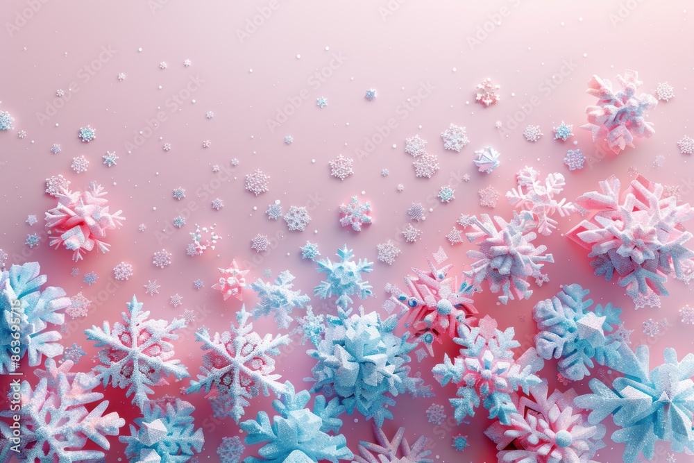 Pastel Dreams: Geometric Snowflakes on Pink Pastel Dreams: Geometric Snowflakes on Pink