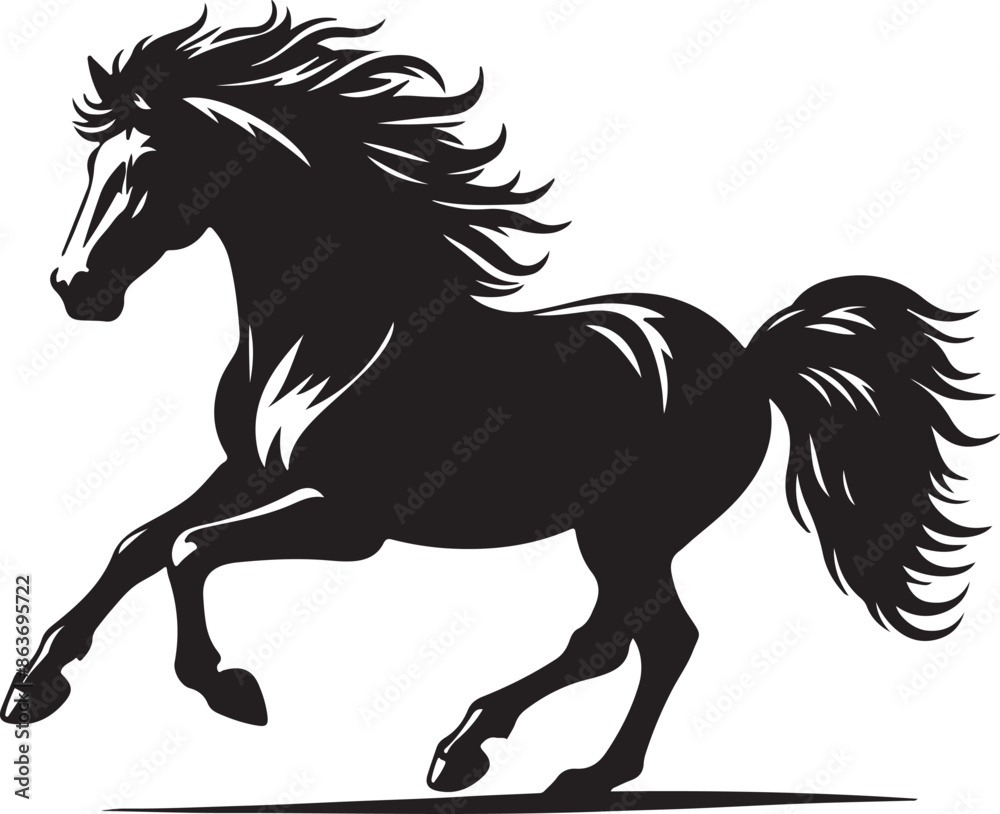 Obraz premium horse silhouette vector art illustration with white background 
