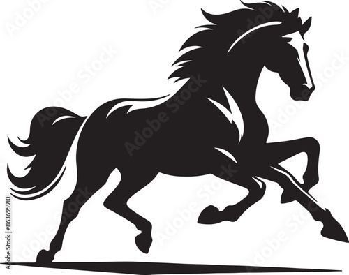 horse silhouette vector art illustration with white background

