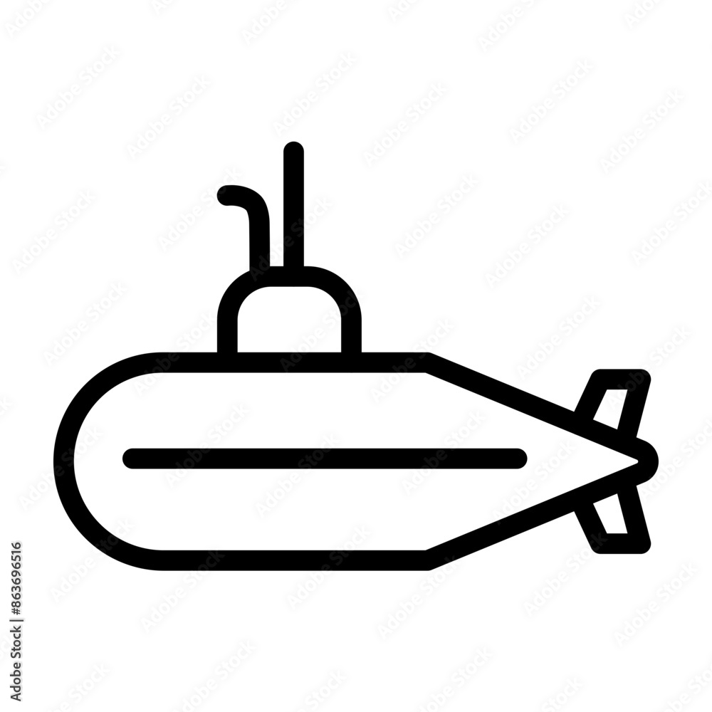 Submarine Vector Line Icon Design Submarine Vector Line Icon Design