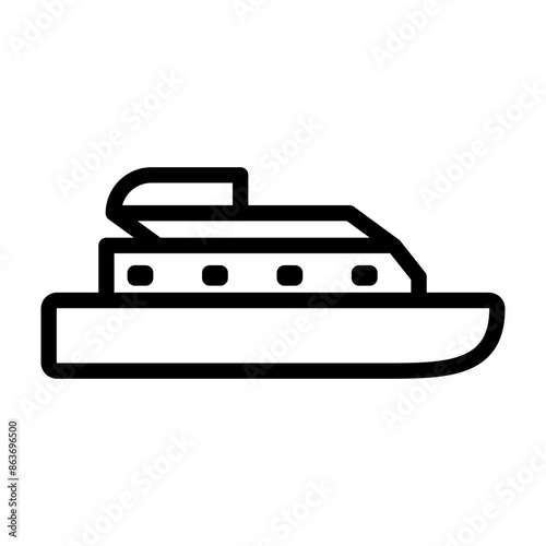 Cruise ship Vector Line Icon Design