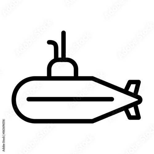 Submarine Vector Line Icon Design