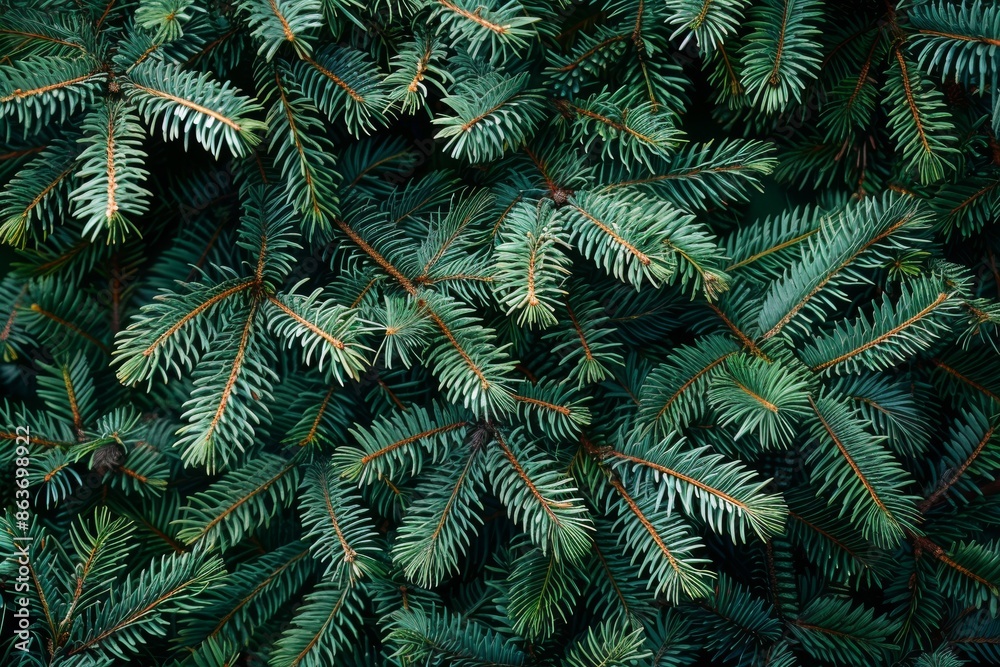 Green Christmas background consisting of only fir branches and pine cones with space for text. New Year card or desktop wallpaper.