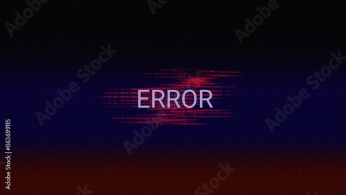 Video animation of a monitor screen with noise and the message error