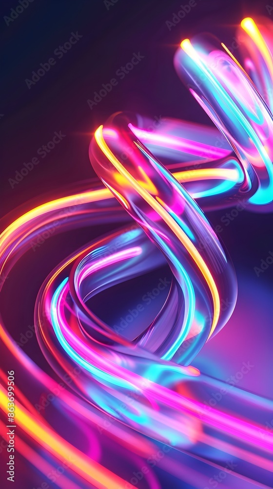 Mesmerizing Neon Laser Light Impulse Chart with Ultraviolet Spectrum Visualization