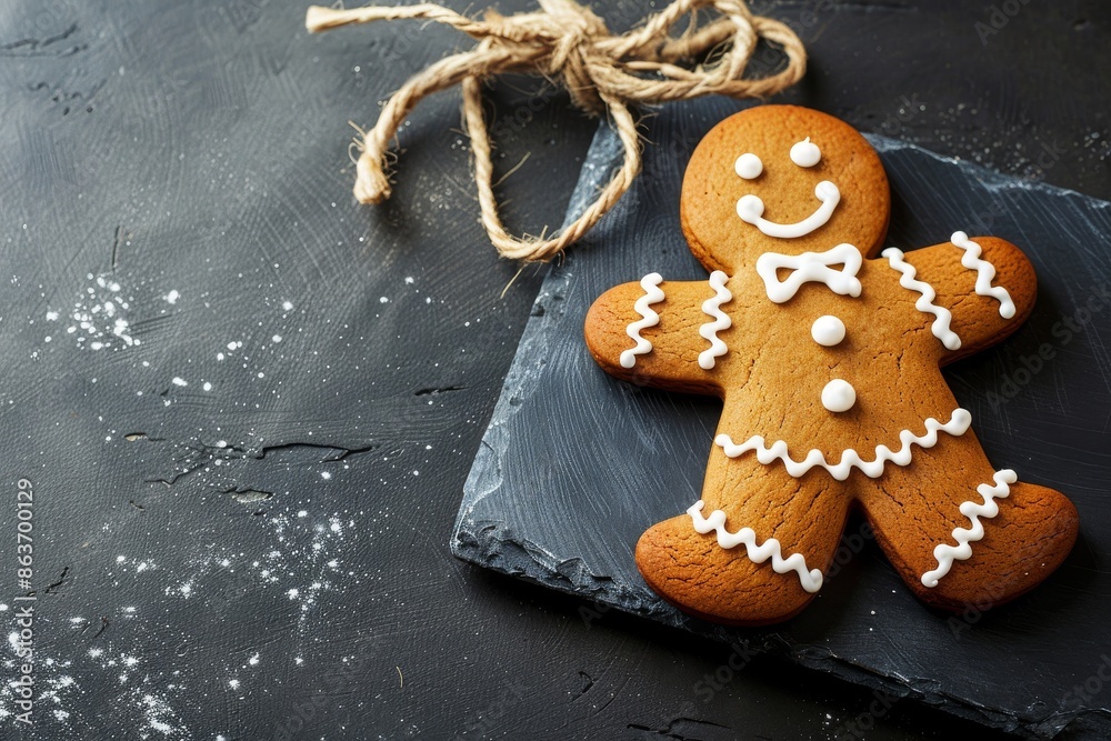 Scandinavian Christmas gingerbread with white icing in the shape of snowflakes and balls. Advertising of Christmas and New Year baking. Card for family or New Year with sweet cookies. Scandinavian Christmas gingerbread with white icing in the shape of snowflakes and balls. Advertising of Christmas and New Year baking. Card for family or New Year with sweet cookies.