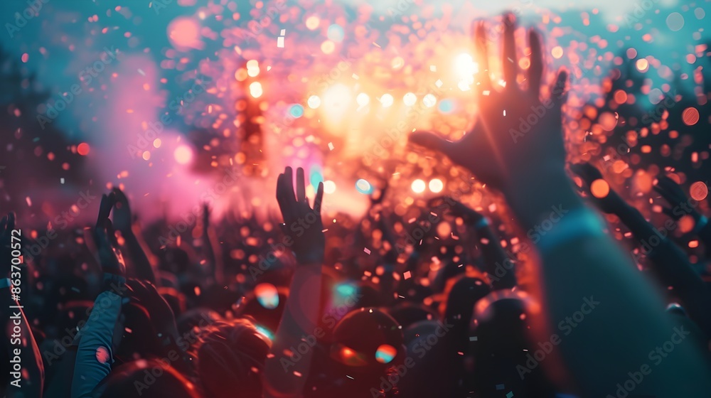 custom made wallpaper toronto digitalVibrant Music Festival with Lively Crowds,Colorful Stage Lights,and Dynamic Pyrotechnics