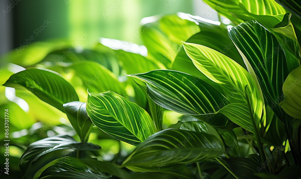 A close up photograph of verdant foliage with intricate striations