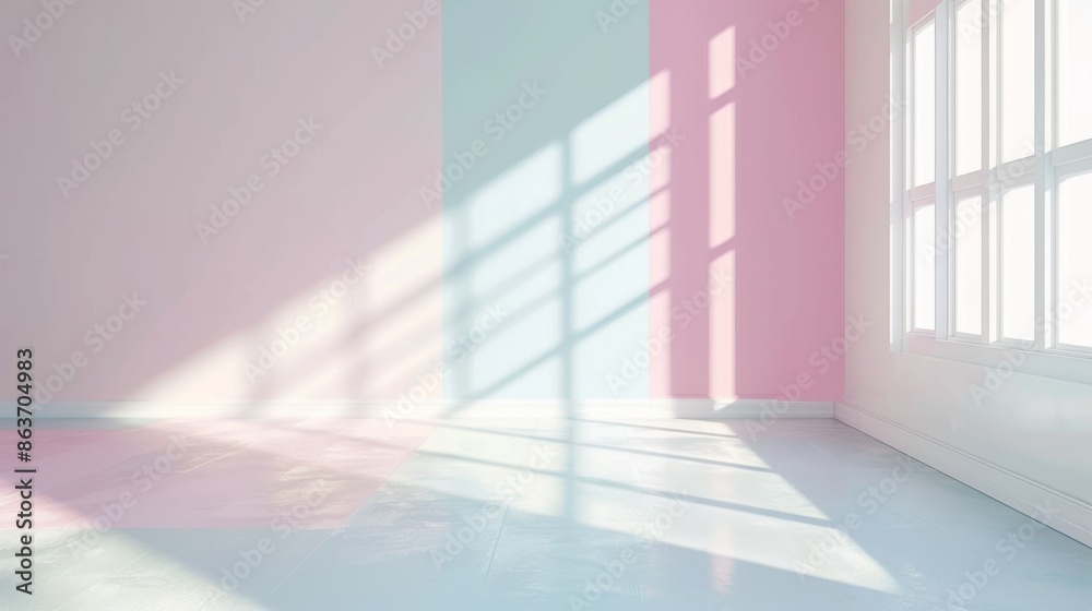 Obraz premium Window light shadow on wall. Interior background illustration generated by ai