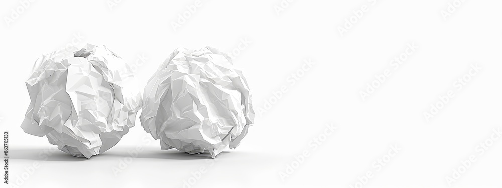  Two sheets of paper adjacent on a white tabletop against a white background