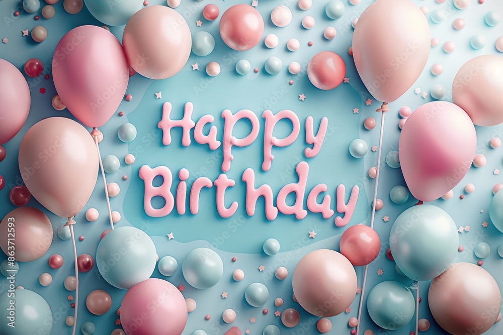 Pastel Balloons and Happy Birthday Pastel Balloons and Happy Birthday