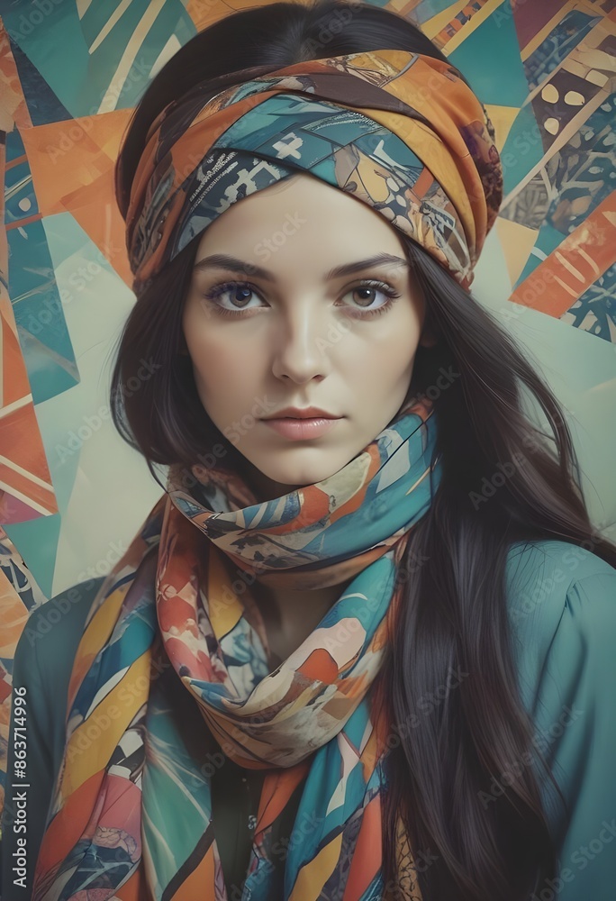 A beautiful woman in a colorful scenery.. A beautiful woman in a colorful scenery..