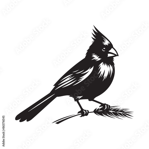 Cardinal bird silhouette isolated - minimallest cardinal vector
