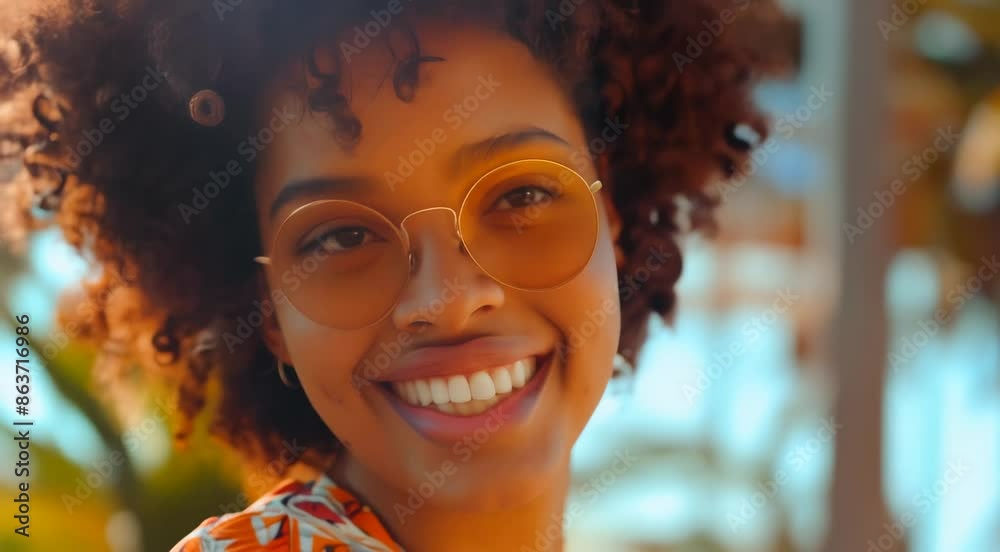 African American woman in glasses with a beautiful smile African American woman in glasses with a beautiful smile