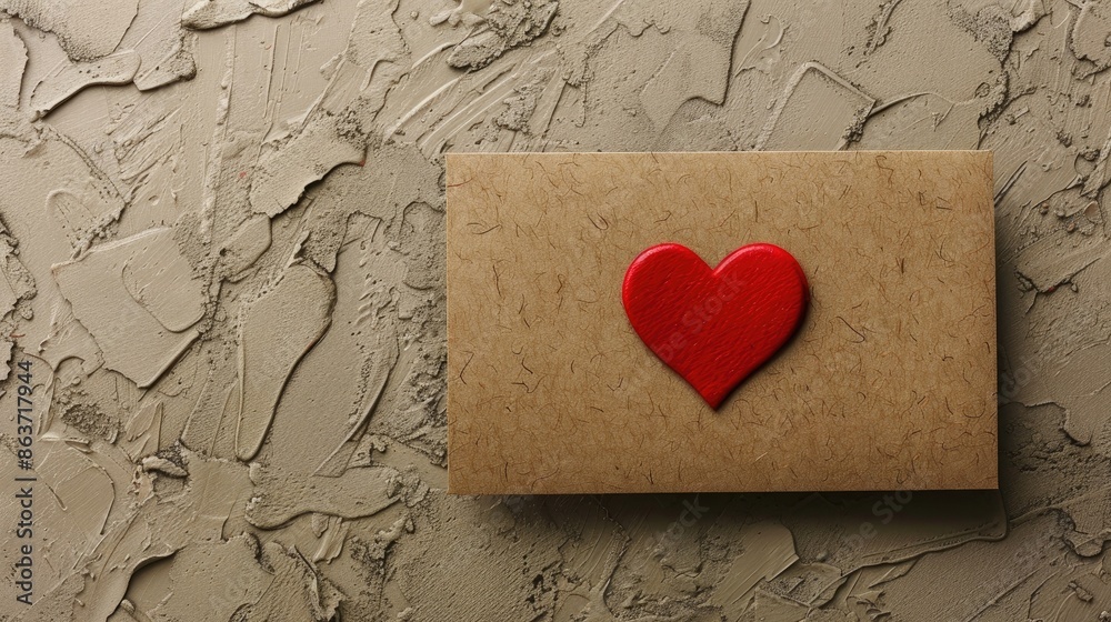 Valentine s Day Card with Red Heart on Craft Paper and Space for Message Valentine s Day Card with Red Heart on Craft Paper and Space for Message