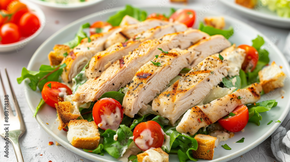Caesar salad with chicken fillet and vegetables Caesar salad with chicken fillet and vegetables