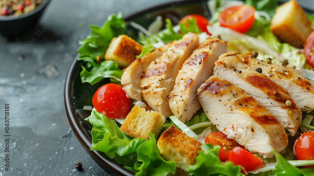 Caesar salad with chicken fillet and vegetables Caesar salad with chicken fillet and vegetables