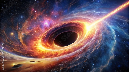 of a black hole causing a shockwave in space, black hole, shock, space, astronomy, science, universe