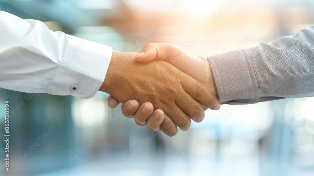 Business partners shaking hands after a meeting, formal agreement, professional corporate setting, successful negotiation Business partners shaking hands after a meeting, formal agreement, professional corporate setting, successful negotiation