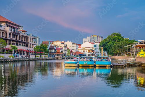 The old town of Malacca, Melaca and the river. UNESCO World Heritage Site in Malaysia