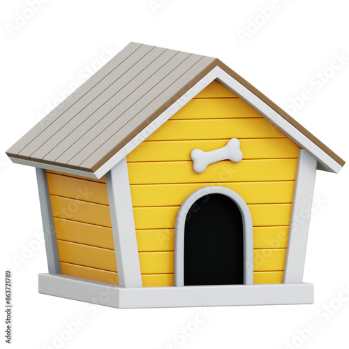 Dog House 3D Icon Rendering Isolated Transparent Background