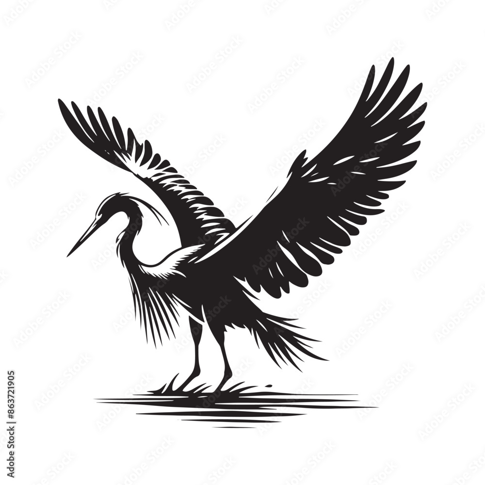 Naklejka premium Heron silhouette profile - heron illustration - heron black vector 