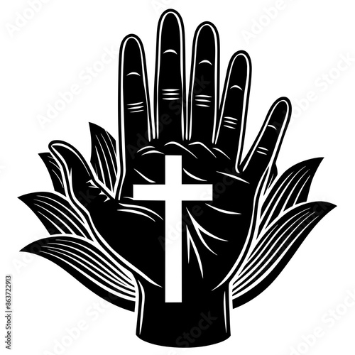 hand holding cross a catholic religious symbol for Christian nations vector design 