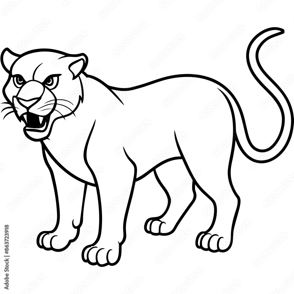 illustration of a cartoon panther vector line art design illustration of a cartoon panther vector line art design