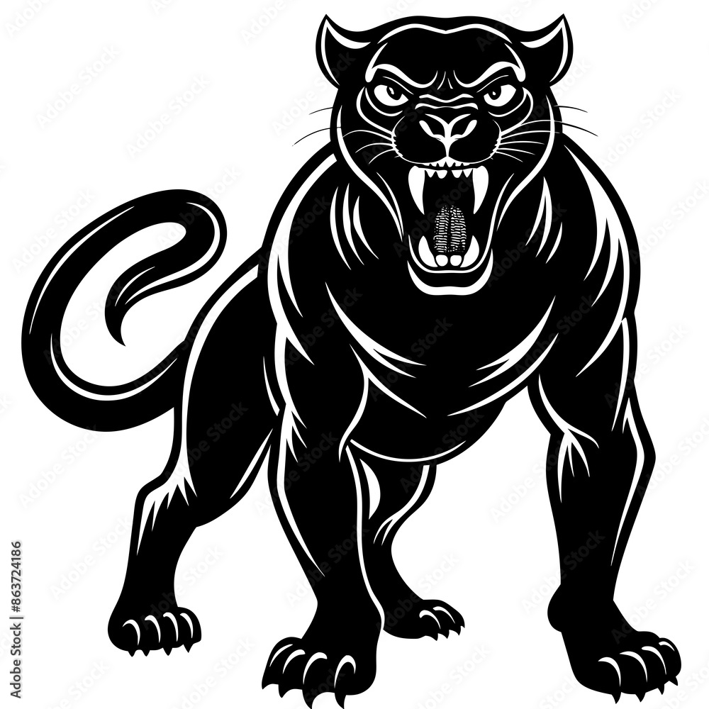Obraz premium a panther is waking on the way vector art