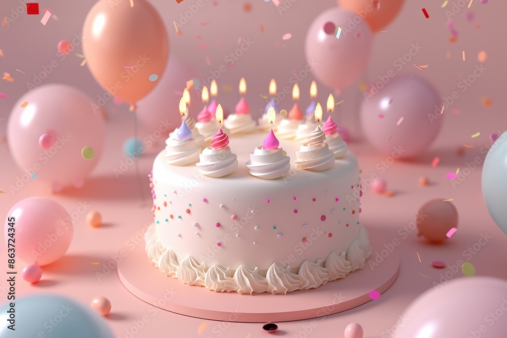A Festive Birthday Cake With Colorful Candles A Festive Birthday Cake With Colorful Candles