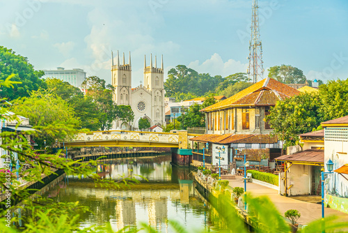 Quadro em tela The old town of Melaca and the Malacca river