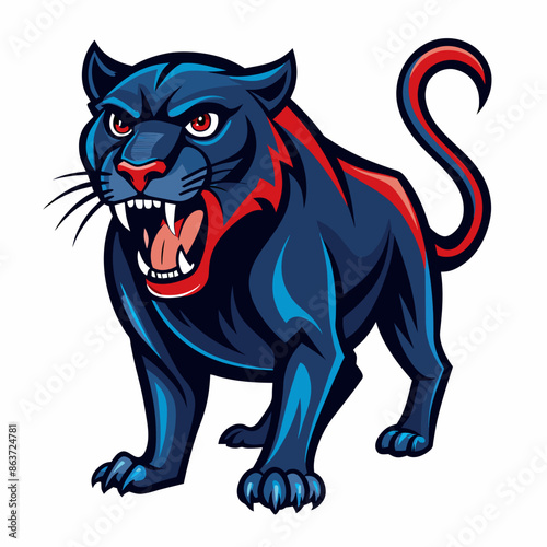a panther is waking on the way 