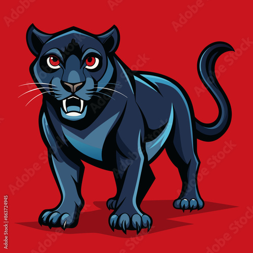 a panther is waking on the way 
