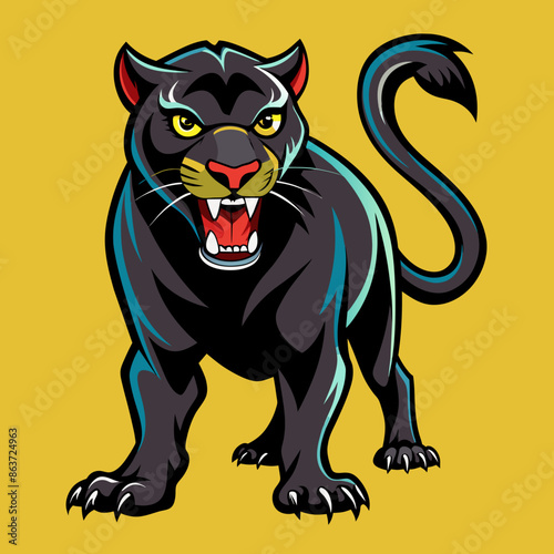 a panther is waking on the way 