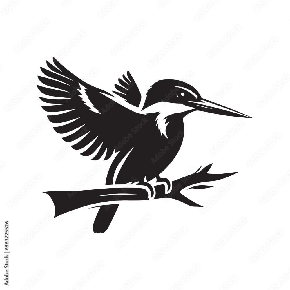 Obraz premium Modern kingfisher silhouette design - kingfisher illustration - kingfisher black vector 