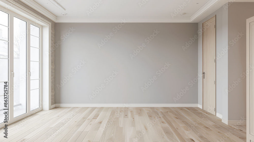 Empty room in a luxury property in neutral tones with natural lighting and no furniture. Interiors composition with copy space for advertising. Empty room in a luxury property in neutral tones with natural lighting and no furniture. Interiors composition with copy space for advertising.