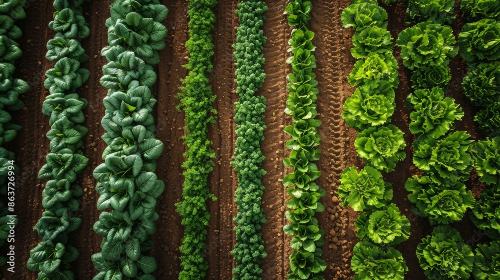 Colorful fields of grain crops in different shapes, taken from above - agriculture.