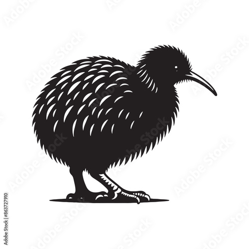 Kiwi bird silhouette artwork - minimallest kiwi vector
