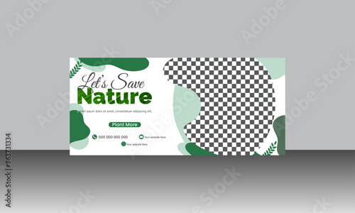 Unique and Simple Vector Nature and Public Awareness Facebook Cover Design Template. photo