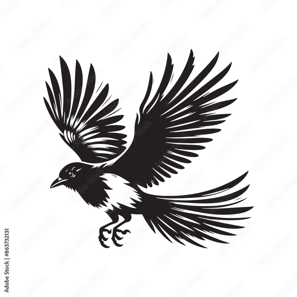 Fototapeta premium Abstract magpie silhouette figure - minimallest magpie vector 