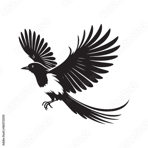 Magpie silhouette element - minimallest magpie vector