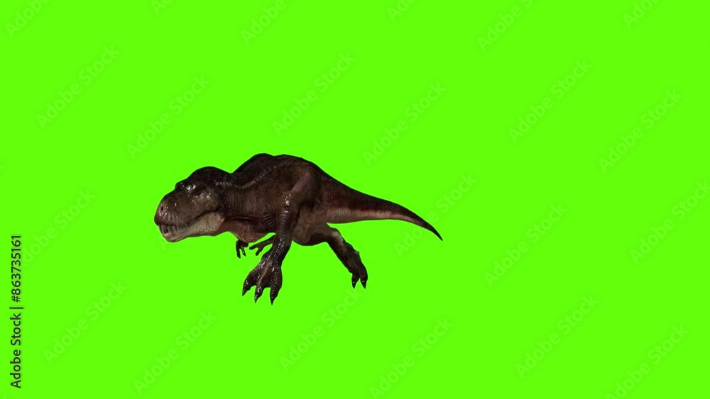 T-rex dinosaur sprint green screen animation 3D rendering T-rex dinosaur sprint green screen animation 3D rendering