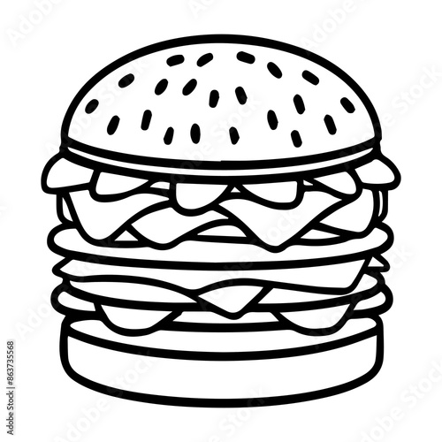 burger line sketch vector illustration