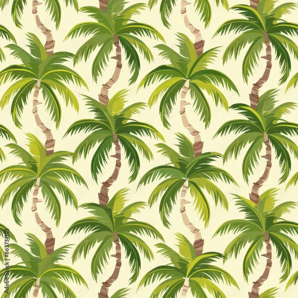 Seamless Tropical Pattern with Coconut Palm Trees. Summer, beach and vacation vibes. Ideal for fabric, wallpaper, and backgrounds. Seamless Tropical Pattern with Coconut Palm Trees. Summer, beach and vacation vibes. Ideal for fabric, wallpaper, and backgrounds.