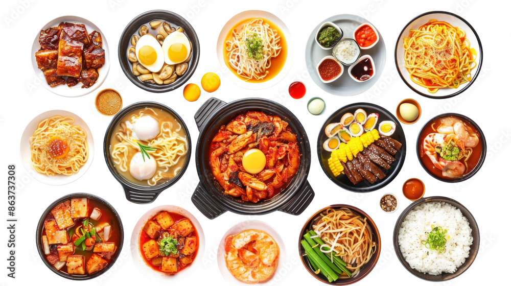 Plates of food, set on transparent background Plates of food, set on transparent background
