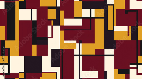 Maroon and Yellow De Stijl Seamless Pattern