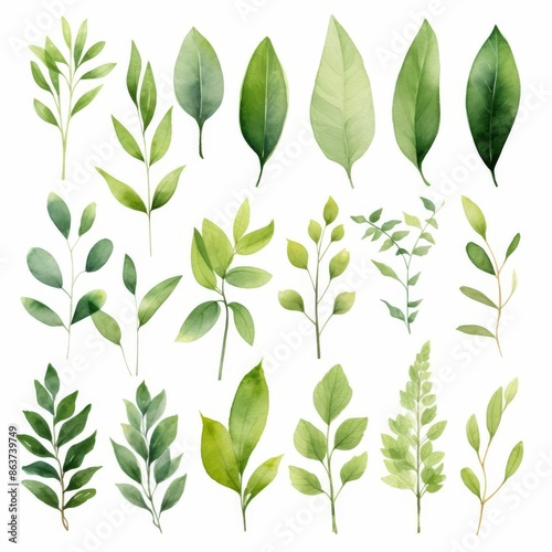A collection of green leaves in various sizes and shapes