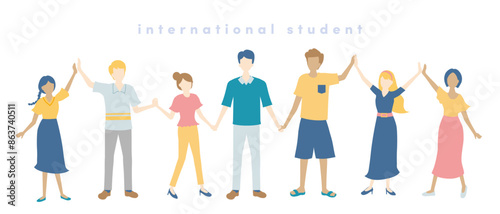 交流する留学生たち