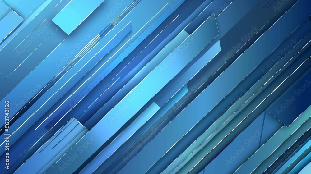 Fototapeta premium Abstract blue background with diagonal straight lines
