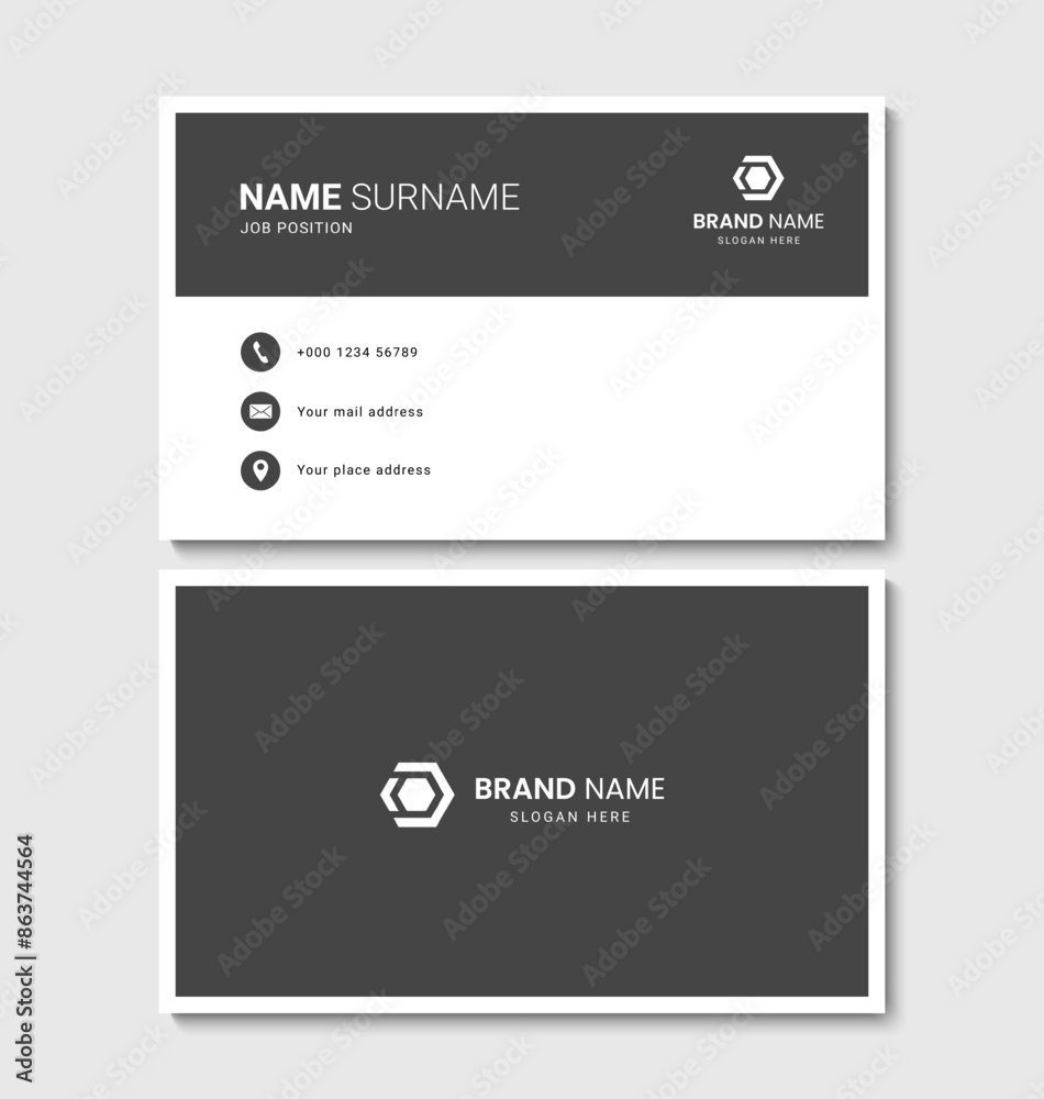 Gray modern business card layout design. Vector